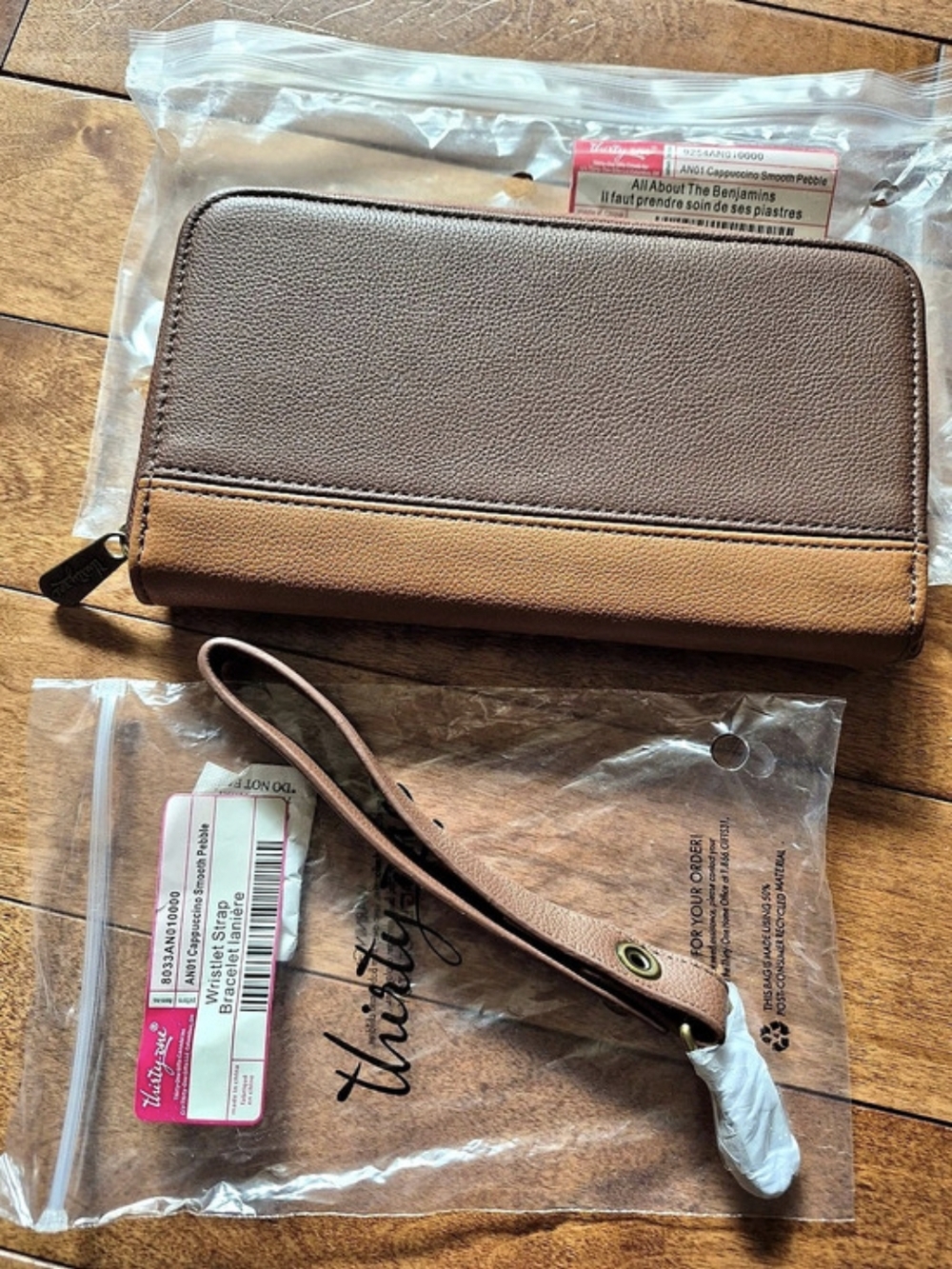 Thirty-One All About The Benjamins Wallet & Wristlet Brown